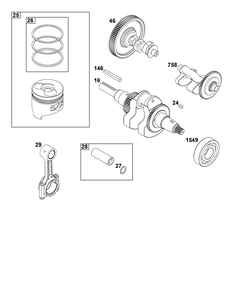 Crankshaft Group Diagram and Parts List for 181D02-0003-01 100000 - 19Z999 Briggs and Stratton Engine
